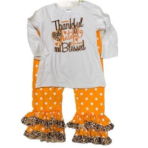 Boutique Thanksgiving Girls Ruffle 2 pc Fall Outfit